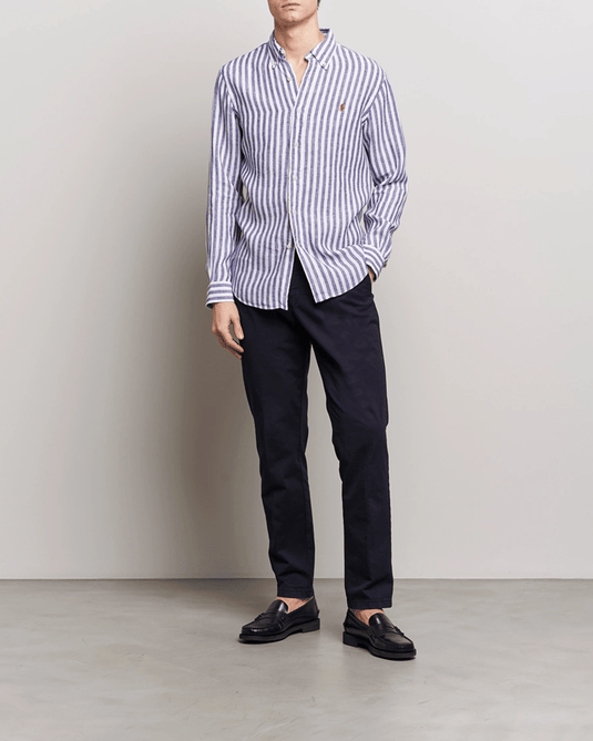 Ralph Lauren Mens Custom Fit Stripe Linen Shirt