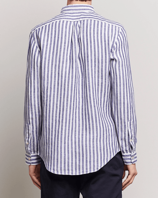 Ralph Lauren Mens Custom Fit Stripe Linen Shirt