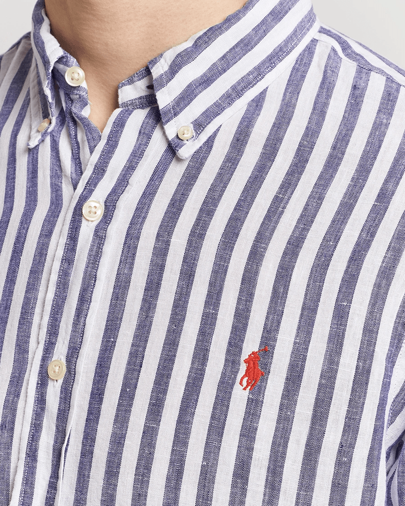 Load image into Gallery viewer, Ralph Lauren Mens Custom Fit Stripe Linen Shirt
