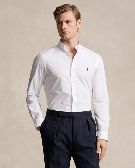 Ralph Lauren Custom Fit Stretch Poplin Shirt - White