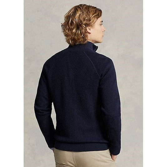 Ralph Lauren Mens Textured Cotton Full-Zip Sweater