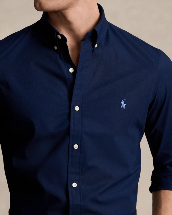 Load image into Gallery viewer, Ralph Lauren Custom Fit Stretch Poplin Shirt - Navy
