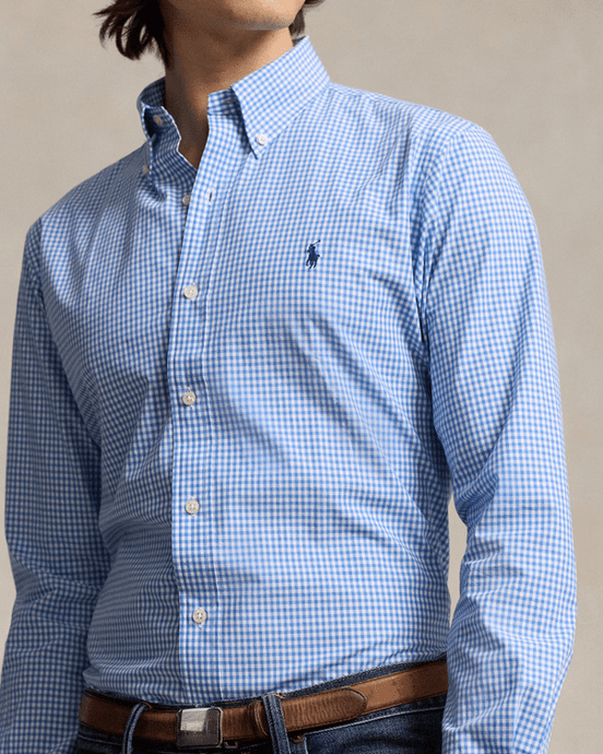 Ralph Lauren Mens Custom Fit Stretch Poplin Shirt - Check