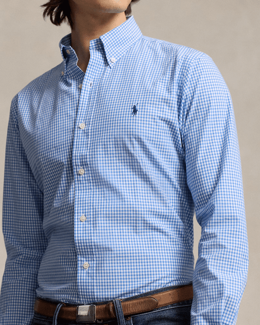 Ralph Lauren Mens Custom Fit Stretch Poplin Shirt - Check