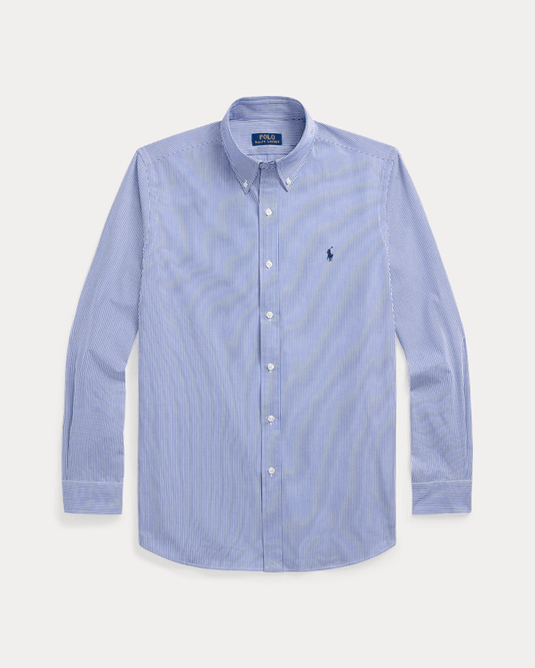 Ralph Lauren Mens Custom Fit Stretch Poplin Shirt - Stripe