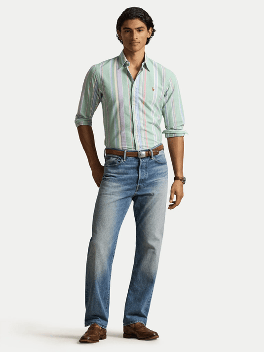 Ralph Lauren Mens Custom Fit Striped Oxford Shirt