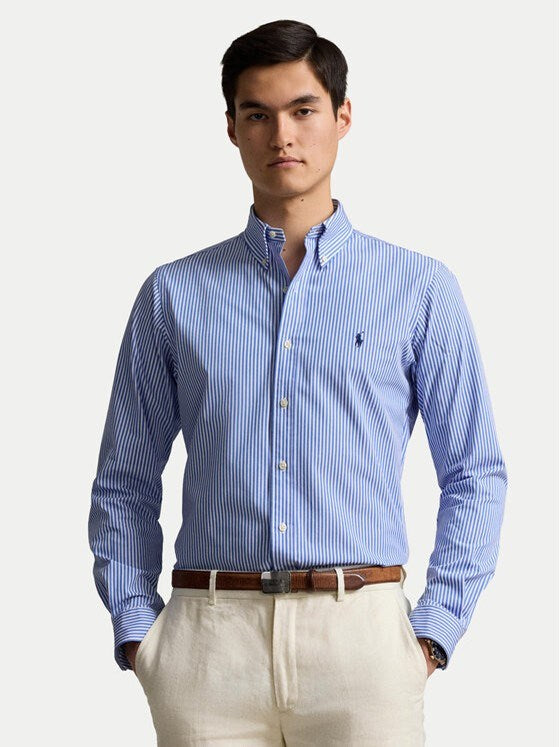 Load image into Gallery viewer, Polo Ralph Lauren Mens Custom Fit Striped Stretch Poplin Shirt
