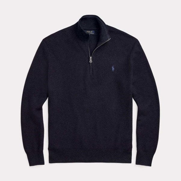 Load image into Gallery viewer, Ralph Lauren Mens Mesh-Knit Cotton Quarter-Zip Sweater
