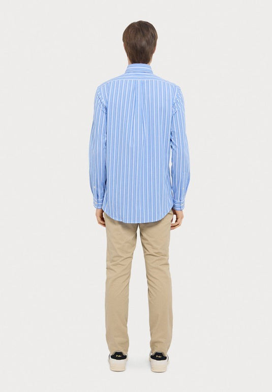 Polo Ralph Lauren Mens Custom Fit Striped Stretch Poplin Shirt