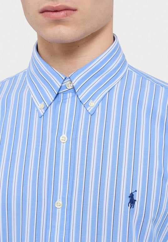 Polo Ralph Lauren Mens Custom Fit Striped Stretch Poplin Shirt