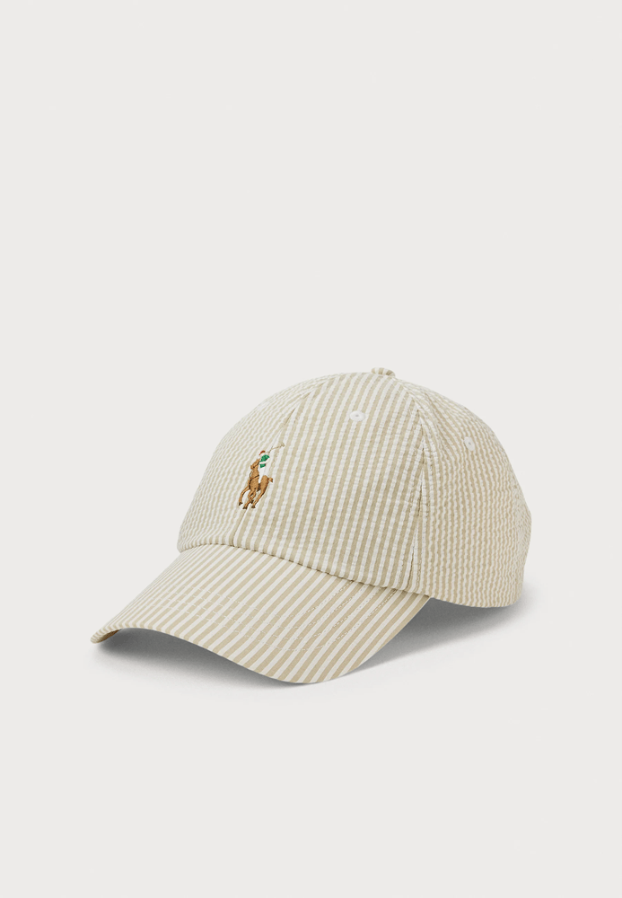 Load image into Gallery viewer, Polo Ralph Lauren Coastal Beige Seersucker Ball Cap
