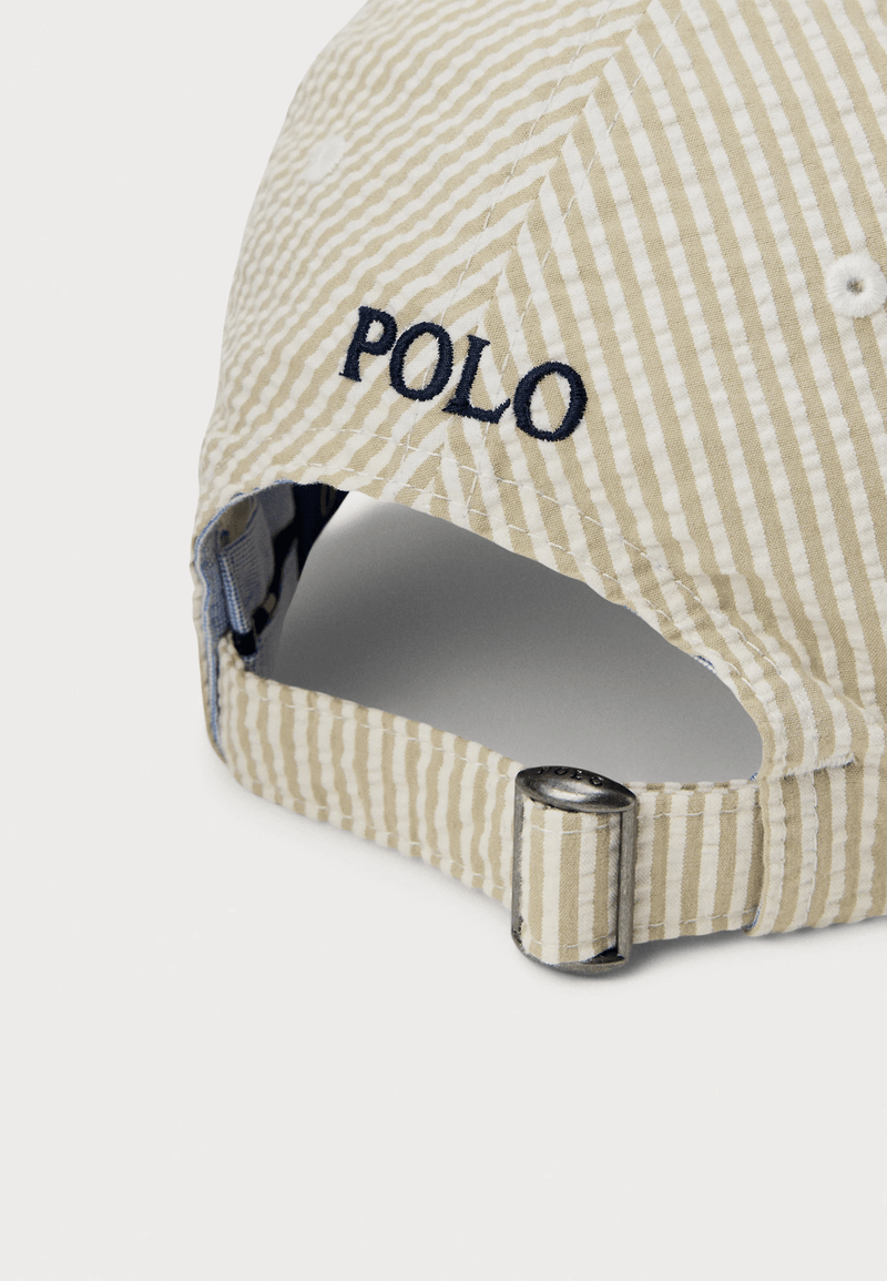 Load image into Gallery viewer, Polo Ralph Lauren Coastal Beige Seersucker Ball Cap
