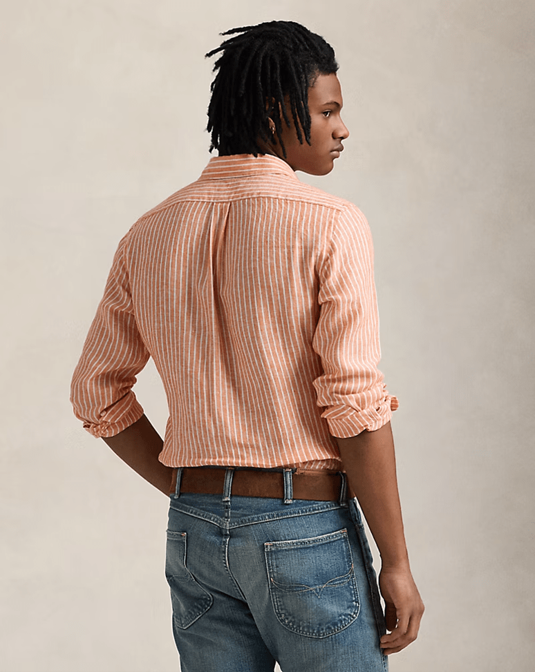 Load image into Gallery viewer, Ralph Lauren Mens Custom Fit Stripe Linen Shirt
