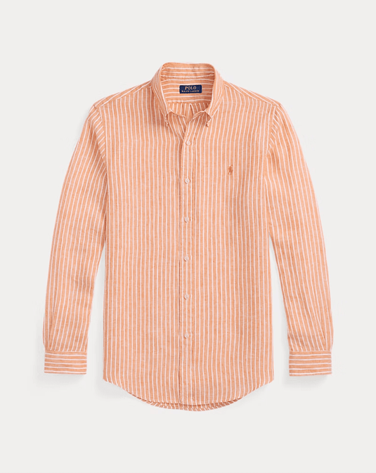 Ralph Lauren Mens Custom Fit Stripe Linen Shirt