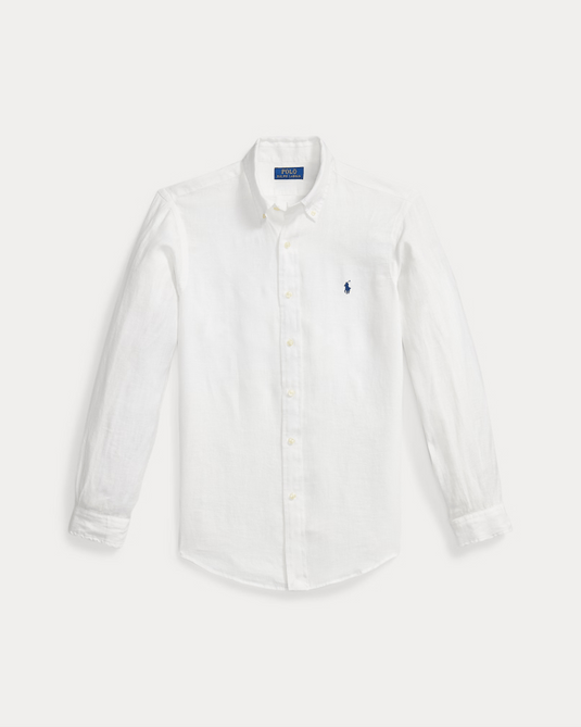 Ralph Lauren Mens Custom Fit Linen Shirt - White