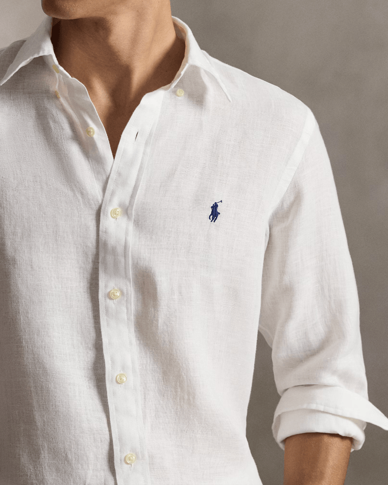 Load image into Gallery viewer, Ralph Lauren Mens Custom Fit Linen Shirt - White
