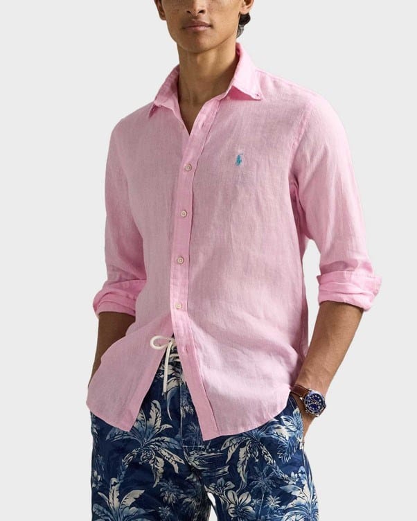 Load image into Gallery viewer, Ralph Lauren Mens Custom Fit Linen Shirt - Carmel Pink
