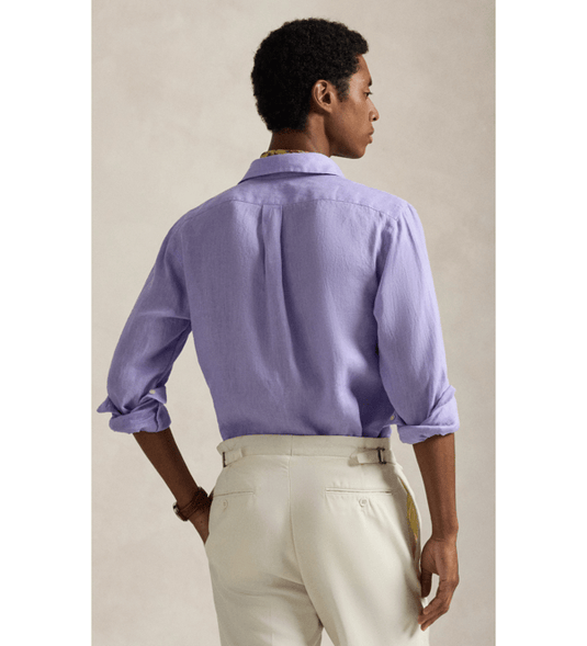 Ralph Lauren Mens Custom Fit Linen Shirt - Sky Lavender