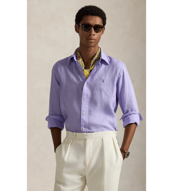 Load image into Gallery viewer, Ralph Lauren Mens Custom Fit Linen Shirt - Sky Lavender
