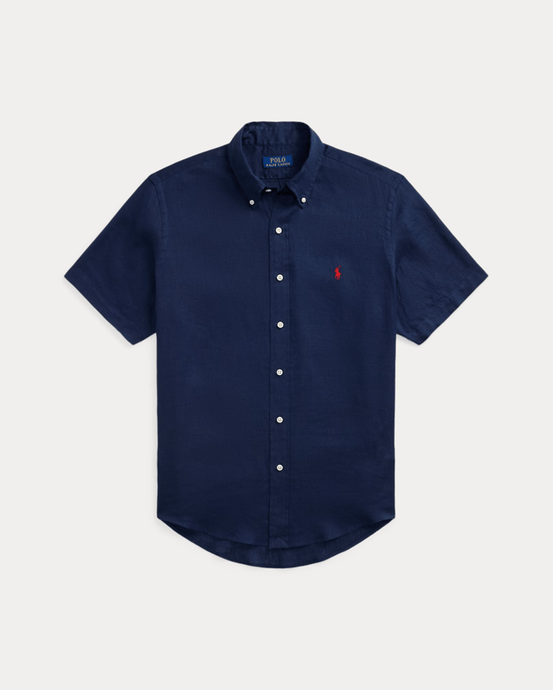 Ralph Lauren Mens Custom Fit Short Sleeve Linen Shirt