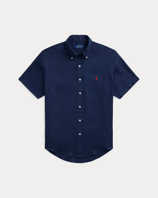 Ralph Lauren Mens Custom Fit Short Sleeve Linen Shirt