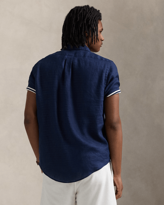 Ralph Lauren Mens Custom Fit Short Sleeve Linen Shirt