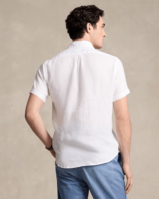 Ralph Lauren Mens Custom Fit Short Sleeve Linen Shirt