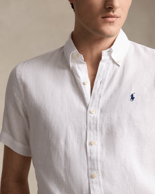 Ralph Lauren Mens Custom Fit Short Sleeve Linen Shirt