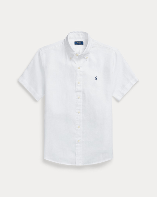 Ralph Lauren Mens Custom Fit Short Sleeve Linen Shirt