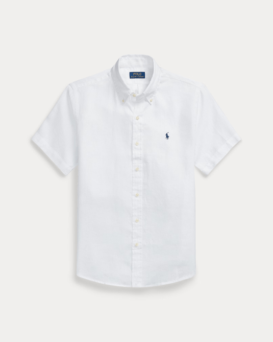 Ralph Lauren Mens Custom Fit Short Sleeve Linen Shirt