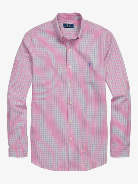Polo Ralph Lauren Mens Custom Fit Checked Stretch Poplin Shirt