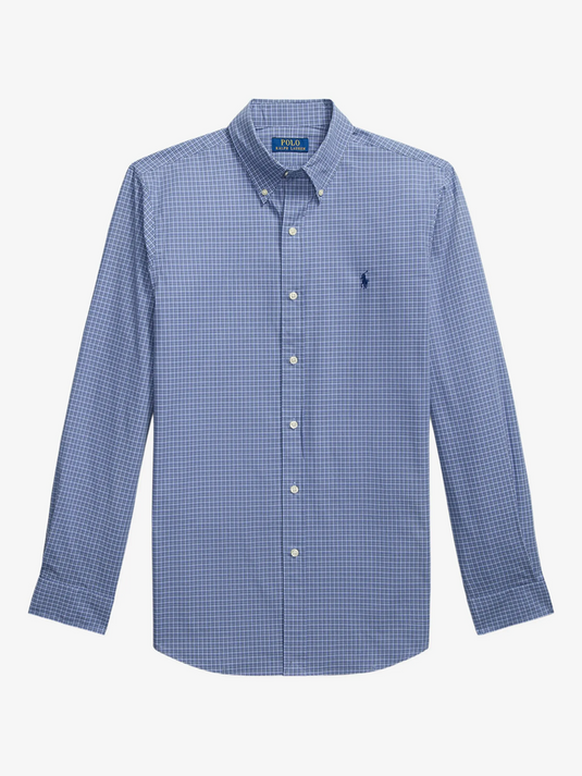 Polo Ralph Lauren Mens Custom Fit Checked Stretch Poplin Shirt