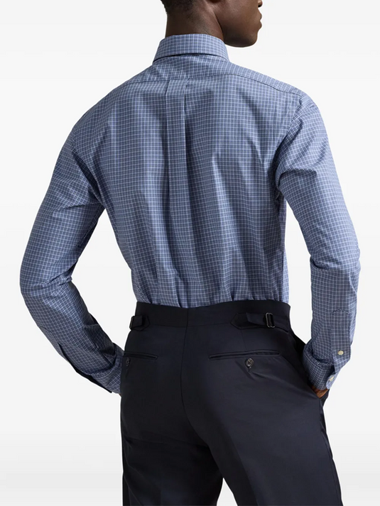 Polo Ralph Lauren Mens Custom Fit Checked Stretch Poplin Shirt