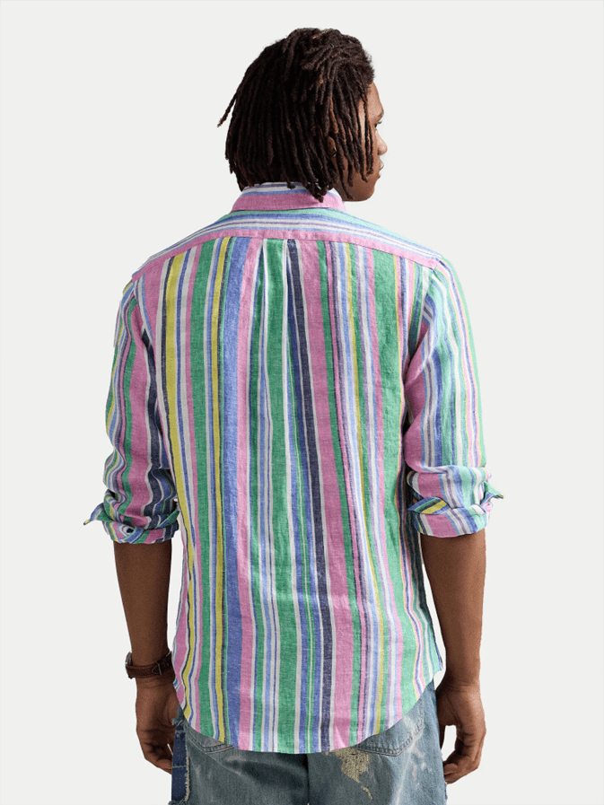Load image into Gallery viewer, Ralph Lauren Mens Custom Fit Stripe Linen Shirt
