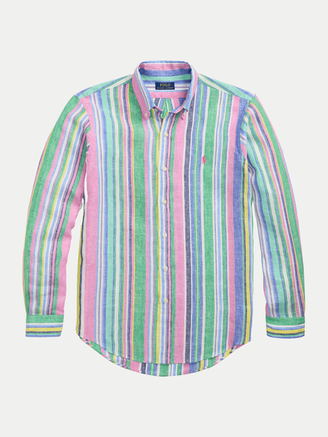 Load image into Gallery viewer, Ralph Lauren Mens Custom Fit Stripe Linen Shirt

