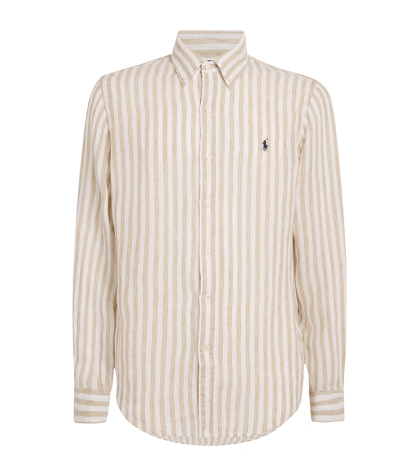 Ralph Lauren Mens Custom Fit Stripe Linen Shirt