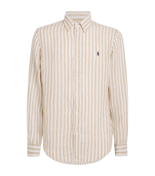 Ralph Lauren Mens Custom Fit Stripe Linen Shirt