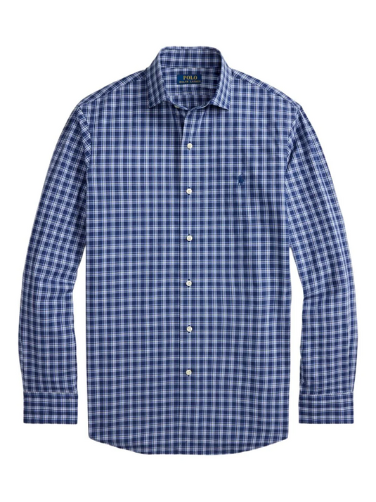 Polo Ralph Lauren Mens Custom Fit Plaid Stretch Poplin Shirt