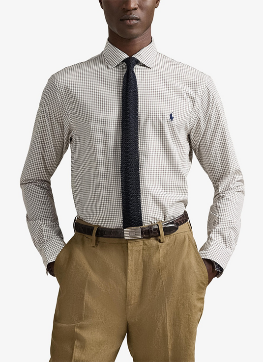 Polo Ralph Lauren Mens Custom Fit Stretch Check Poplin Shirt