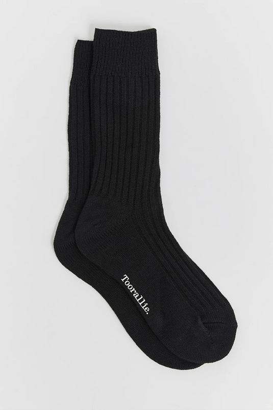 Toorallie Womens Ribbed Merino Socks - Black
