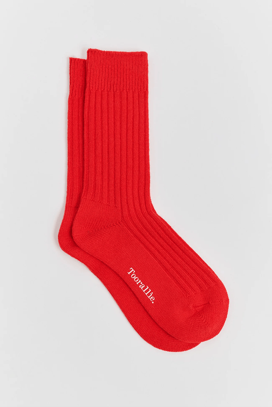 Toorallie Womens Ribbed Merino Socks - Poppy