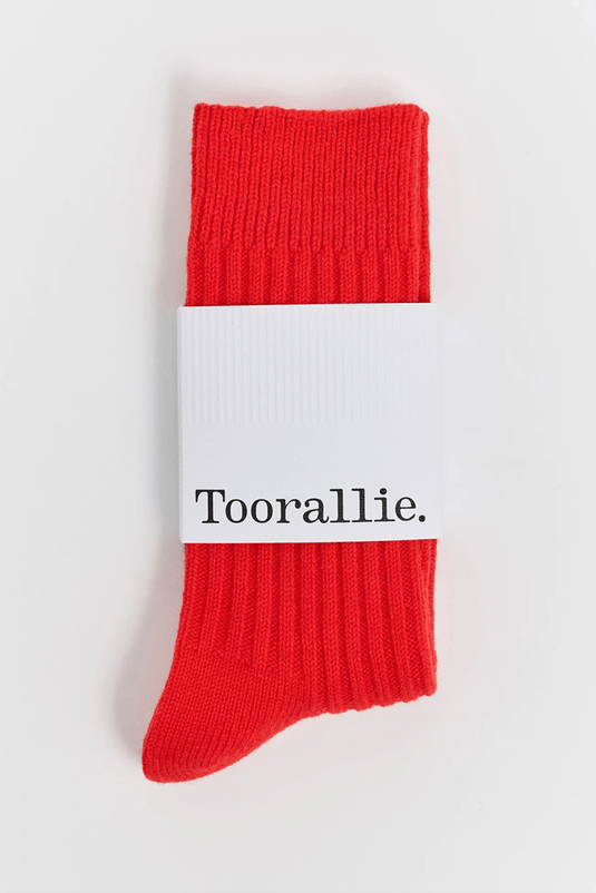 Toorallie Womens Ribbed Merino Socks - Poppy