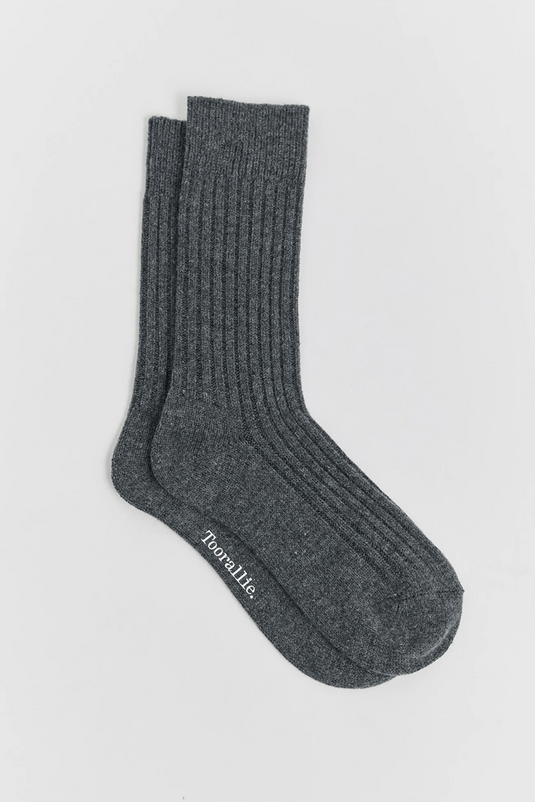 Toorallie Womens Ribbed Merino Socks - Zinc