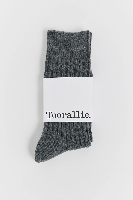 Toorallie Womens Ribbed Merino Socks - Zinc