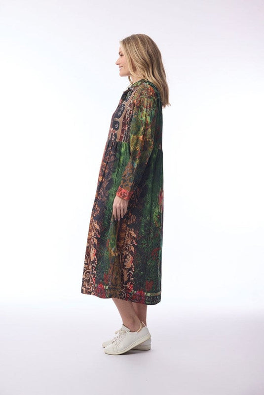 Orientique Womens Digital Dress Button Thru - Vintage