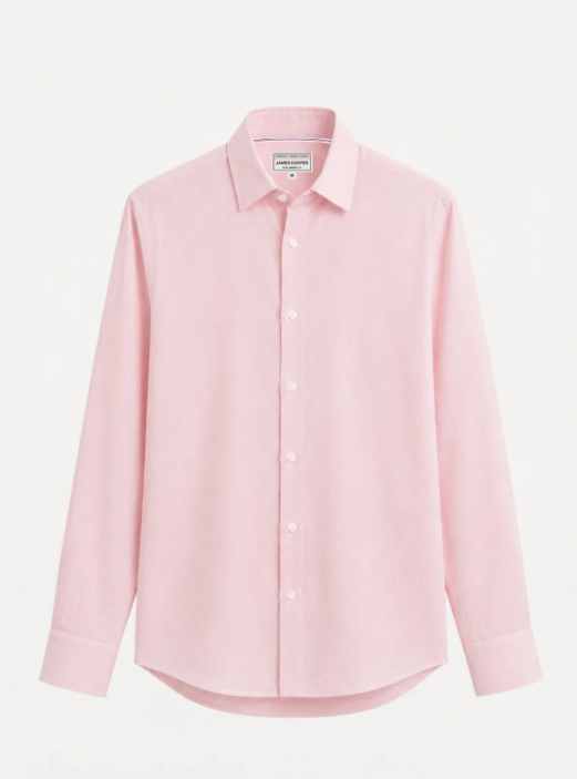 Load image into Gallery viewer, James Harper Mens Pure Linen Long Sleeve Grament Dyed Shirt Candy
