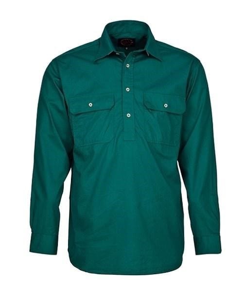 Pilbara Mens Green Closed Front L/S Shirt