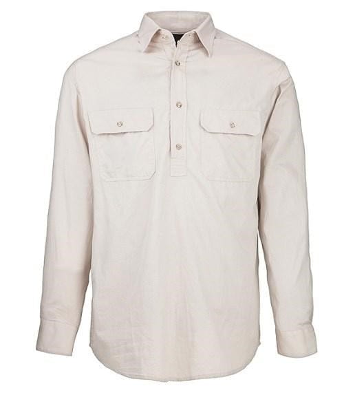 Pilbara Mens Stone Closed Front L/S Shirt