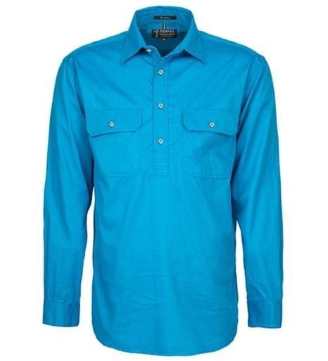 Pilbara Mens Azure Closed Front L/S Shirt