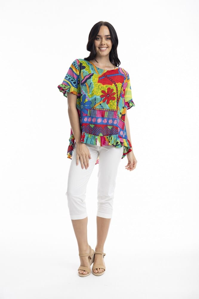 Load image into Gallery viewer, Orientique Womens San Miguel Frill Top
